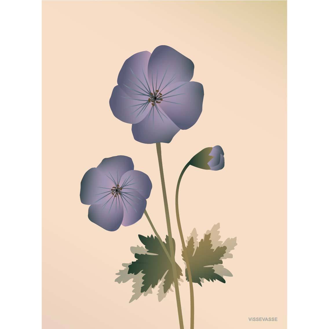 Vissevasse Geranium -affisch, naken, 15x21 cm
