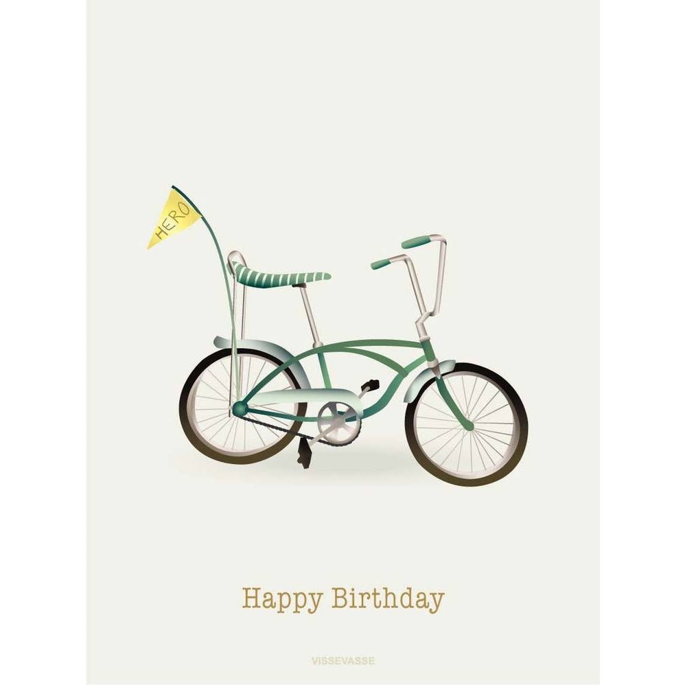 Vissevasse Grattis på födelsedagen cykel, 10.5x15cm