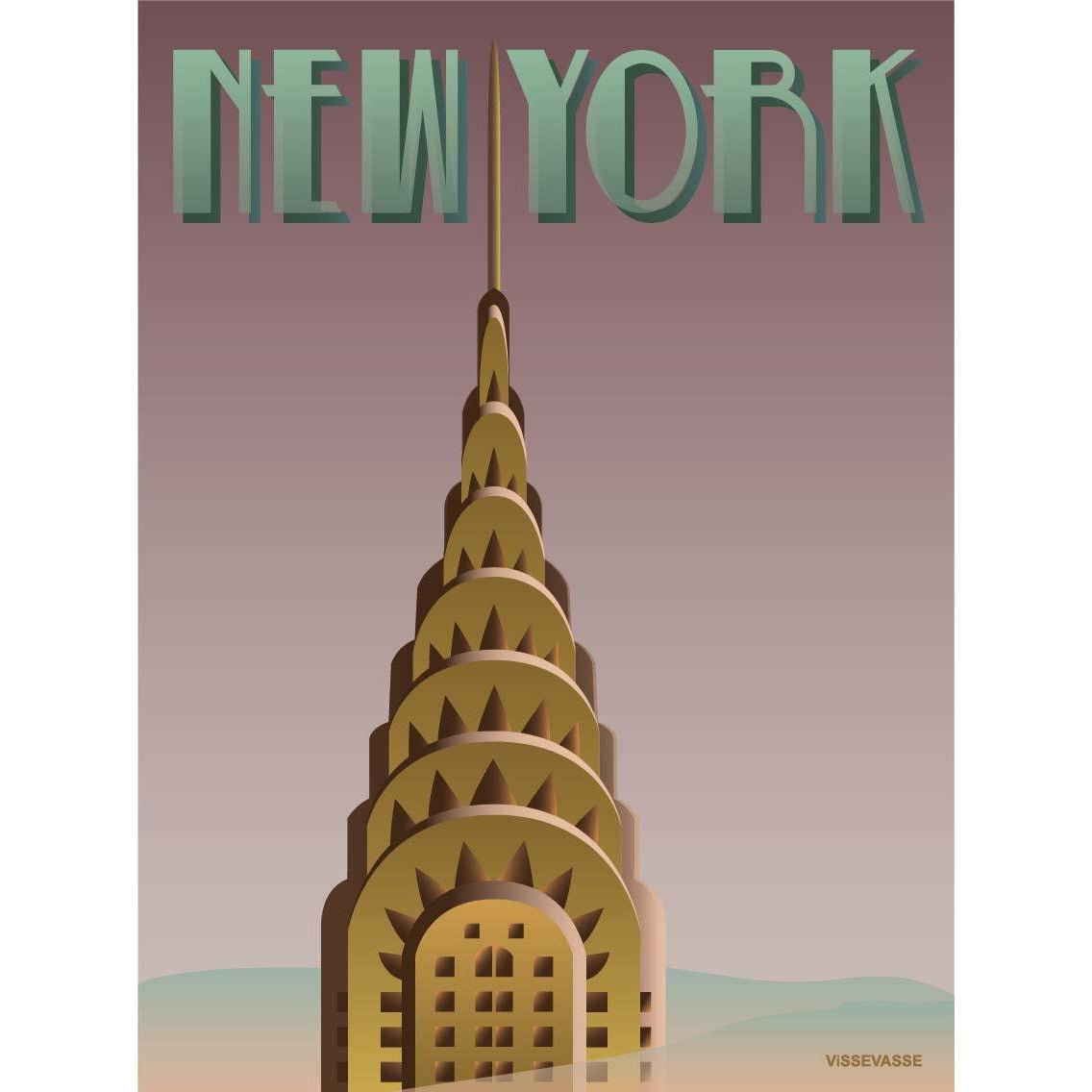 Vissevasse New York Chrysler -affisch, 30x40 cm