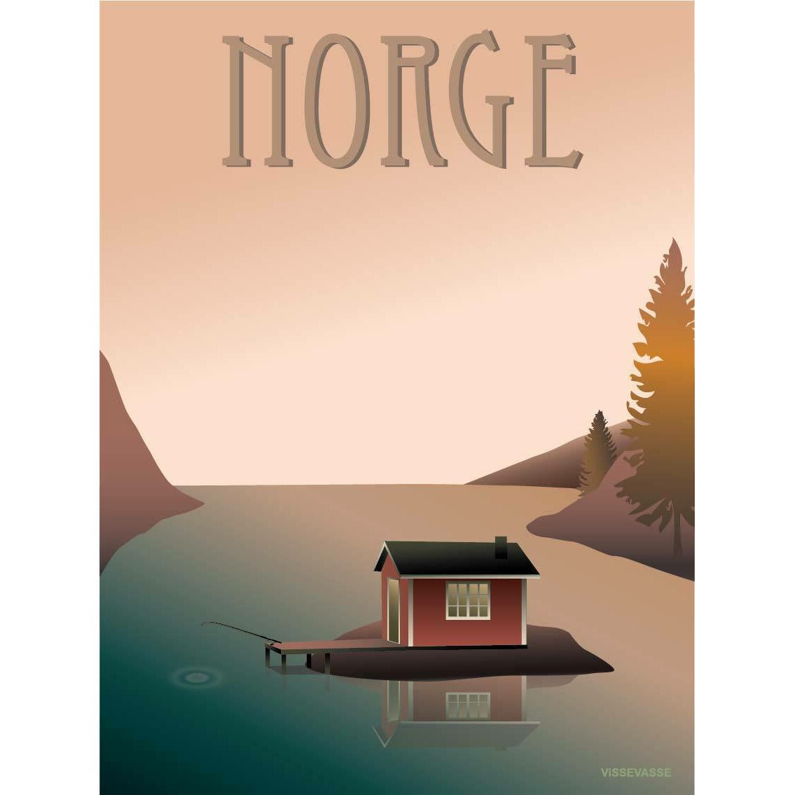 Vissevasse Norge Fiskerhuset -affisch, 30x40 cm