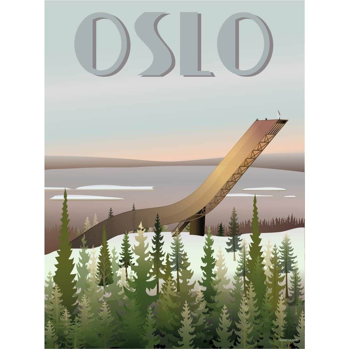 Vissevasse Oslo Holmenkollbakken Plakat, 15x21 cm