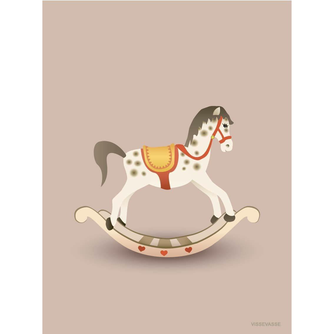 Vissevasse Gungande häst affisch, rosa, 50x70 cm
