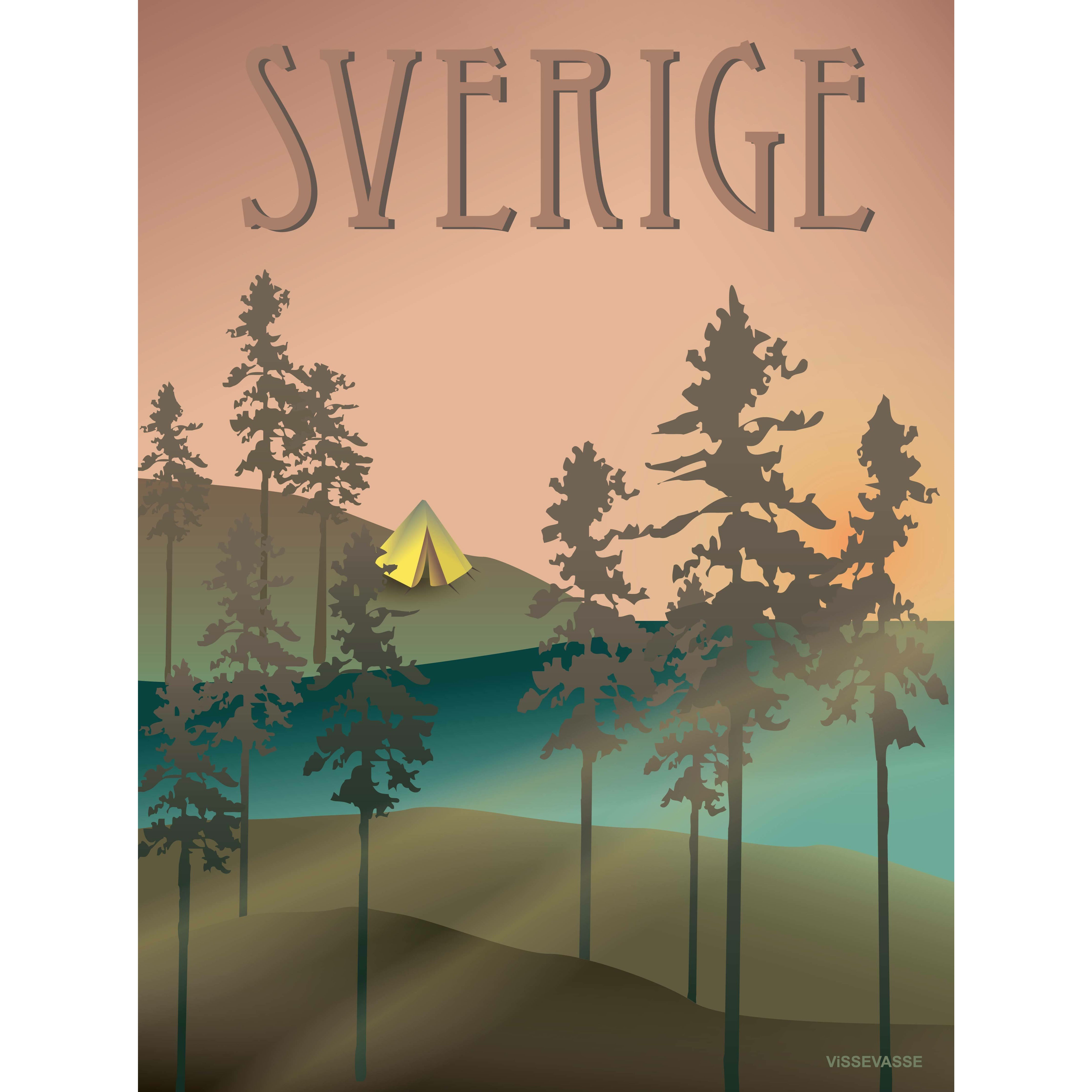Vissevasse Sverige skogsaffischen, 30x40 cm