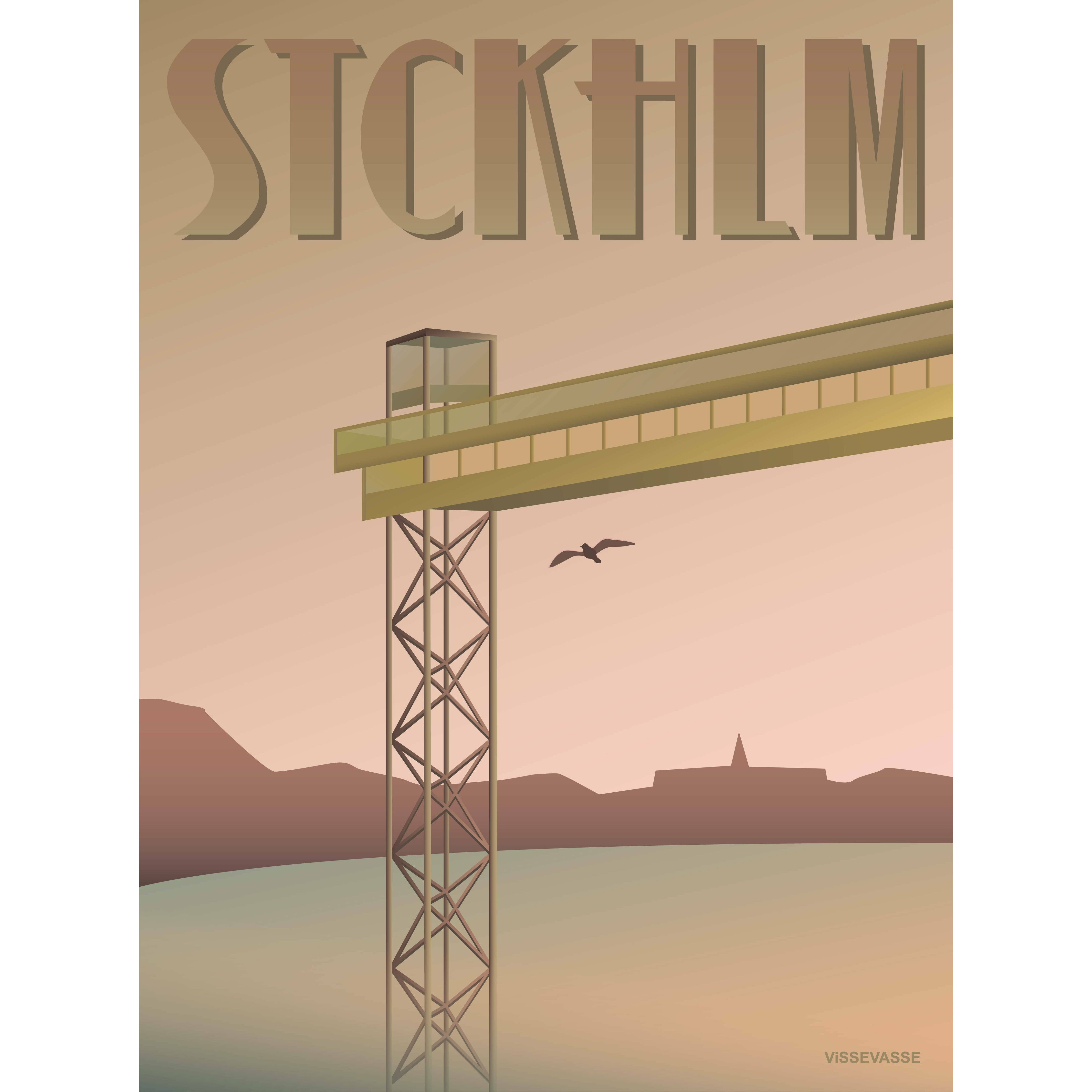Vissevasse Stockholm Catarinahissen -affisch, 50x70 cm