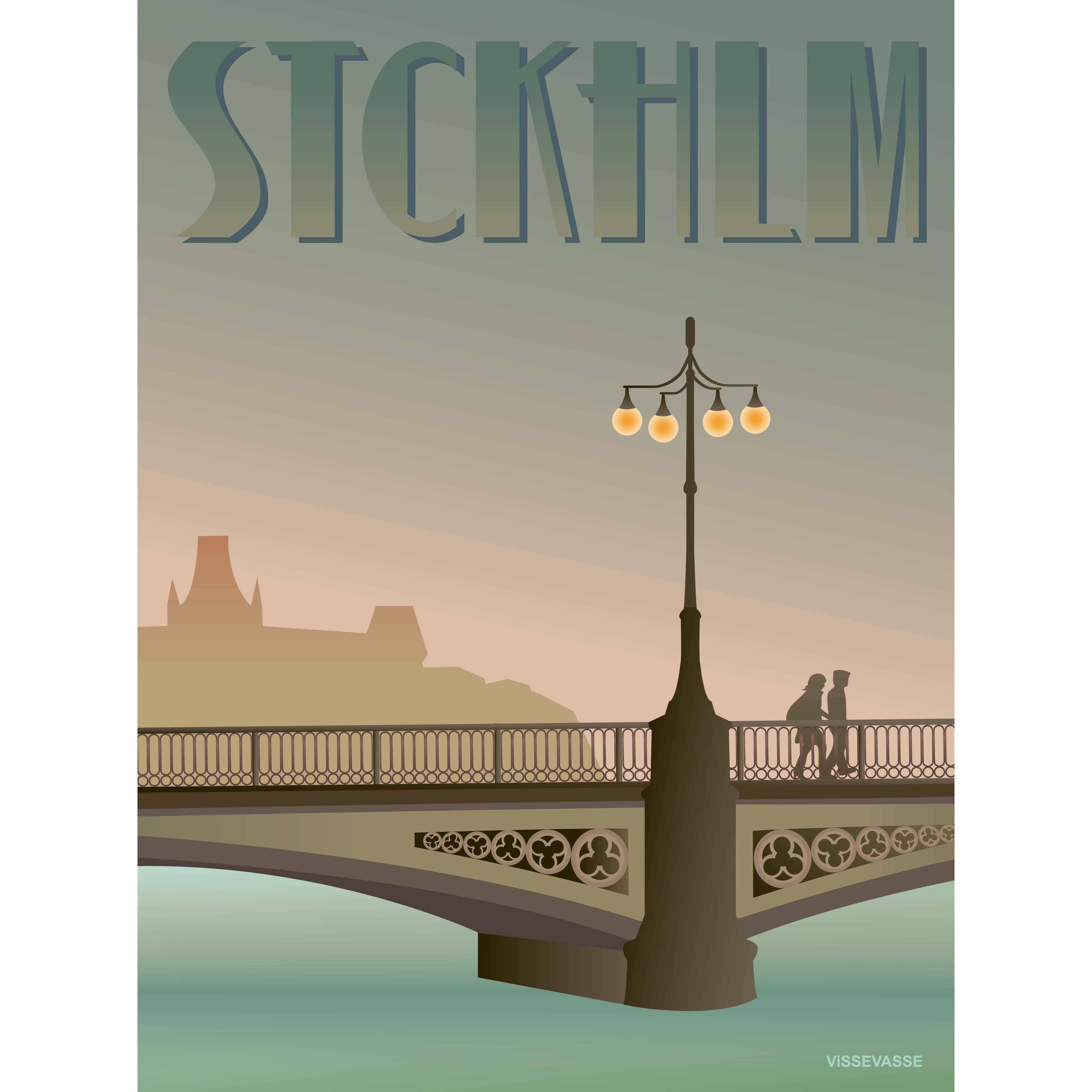 Vissevasse Stockholm Vasabroen -affisch, 50x70 cm