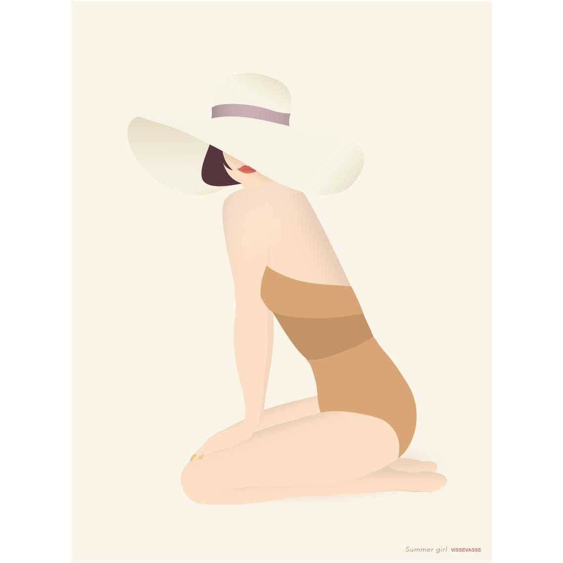 Vissevasse Summer Girl Affisch, 30x40 cm