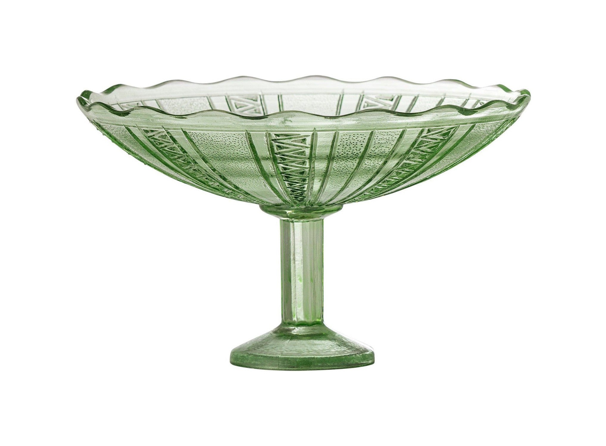 Bloomingville Kaddy Pedestal Bowl, Green, Recycled Glass