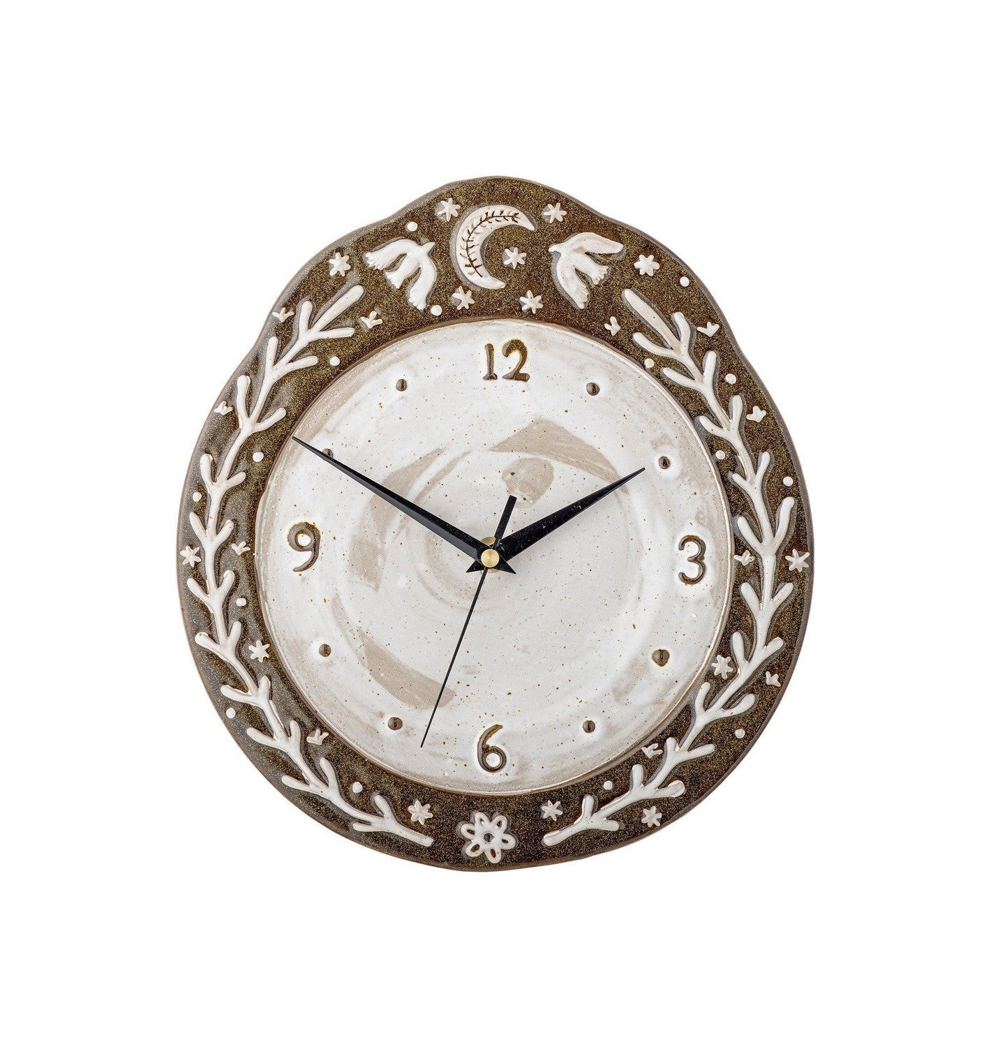 Bloomingville Olena Wall Clock, Brown, Stoneware
