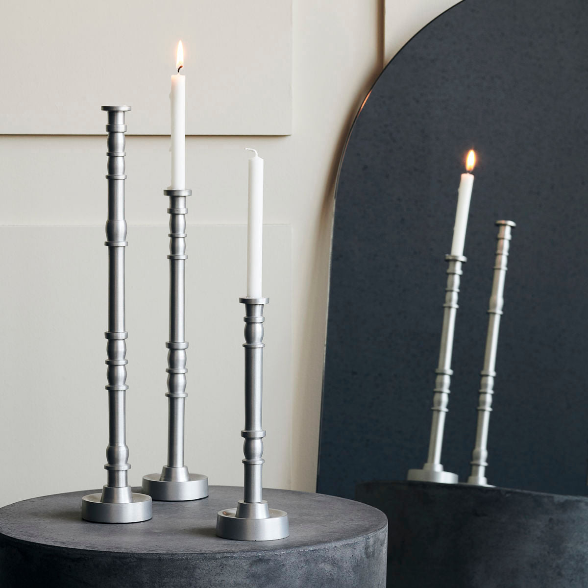 House Doctor Candle stand, HDJersey, Silver oxidized