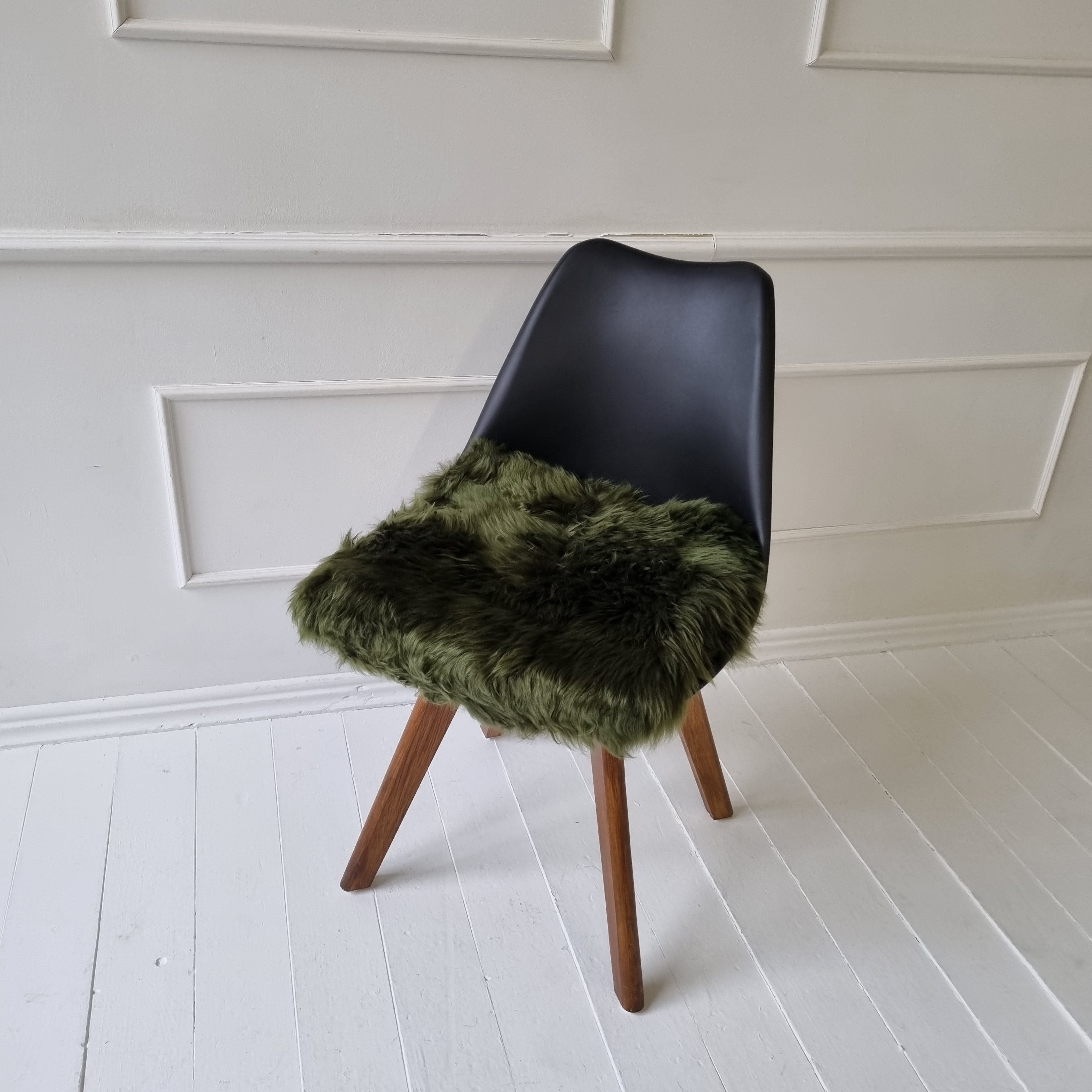 Green genuine sheepskin chair pad | Square