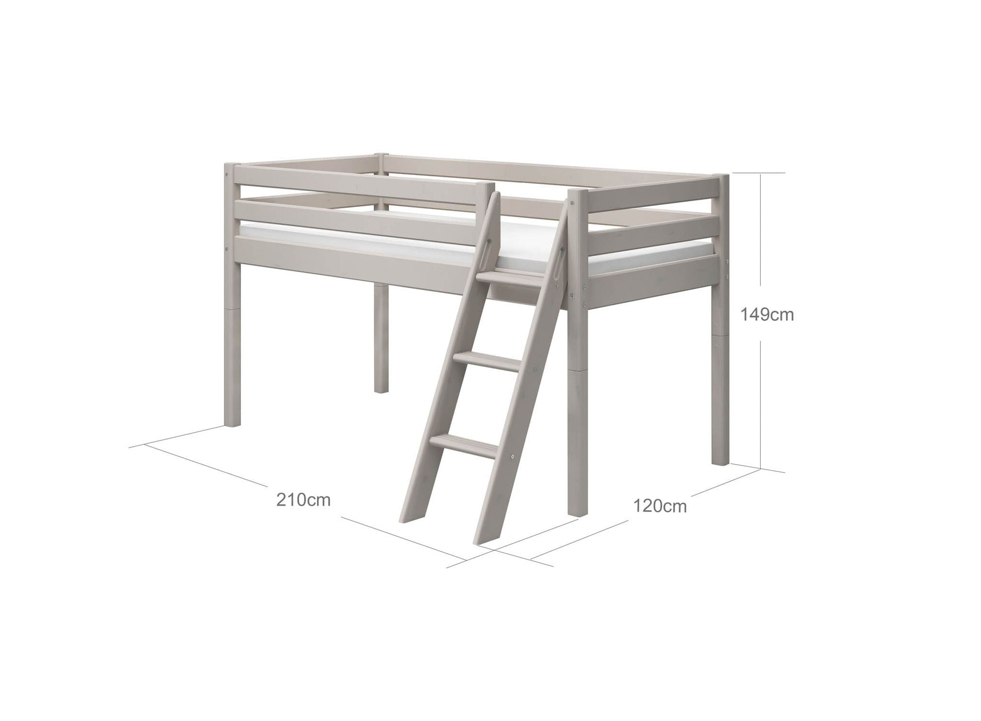 FLEXA Mid-high bed w. slanting ladder