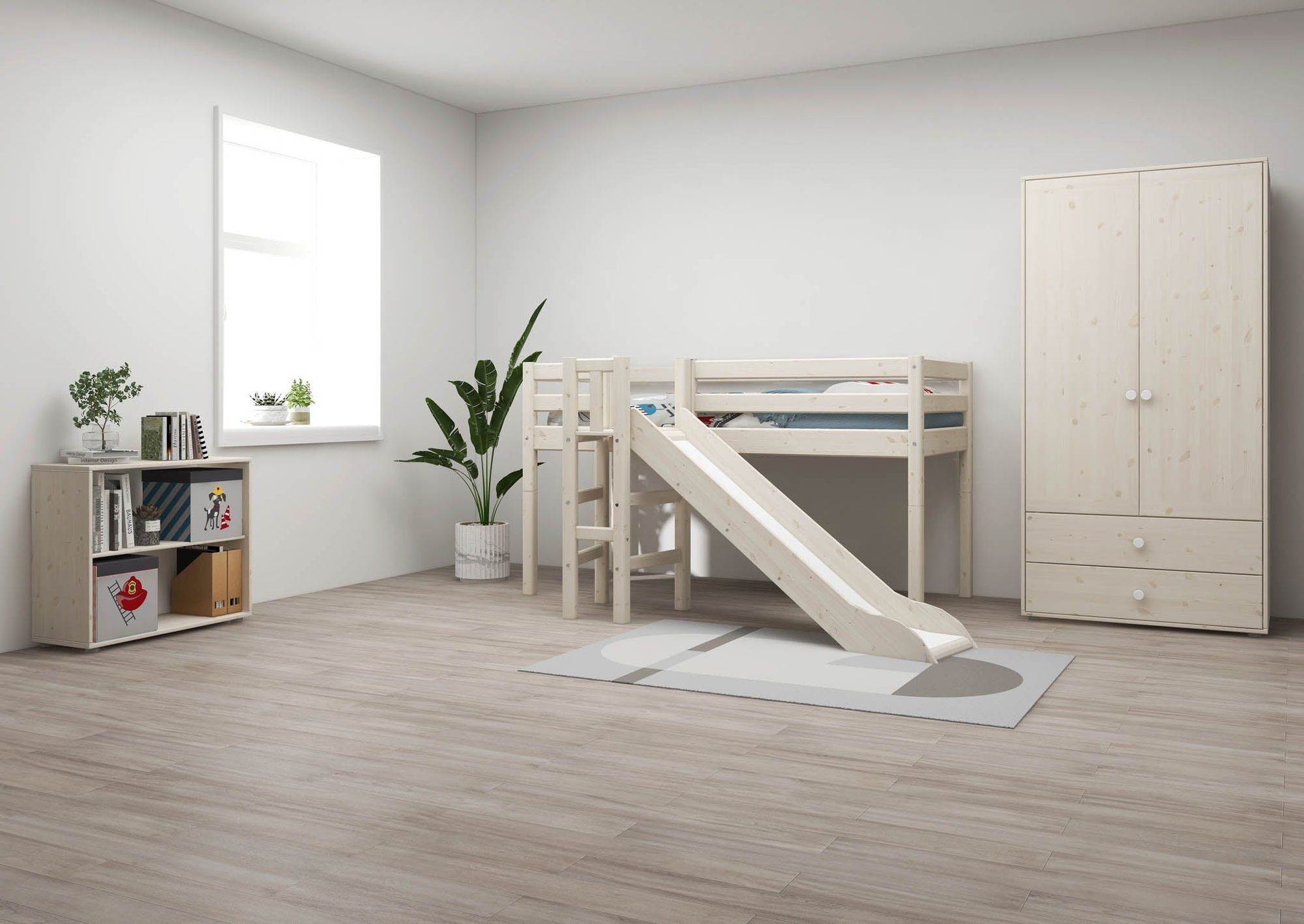 FLEXA Mid-high bed w. platform and slide