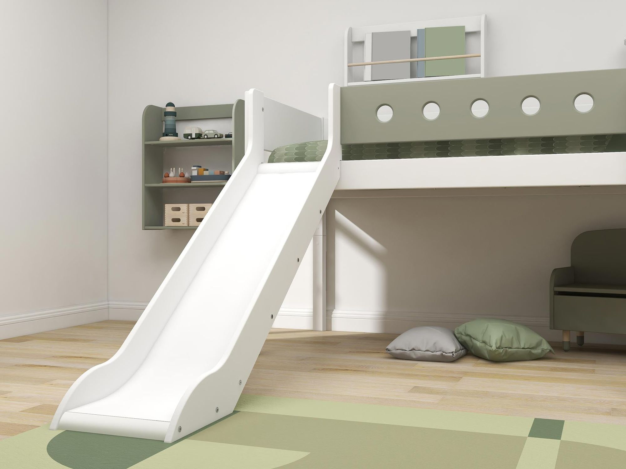 FLEXA Mid-high bed w. slanting ladder and slide