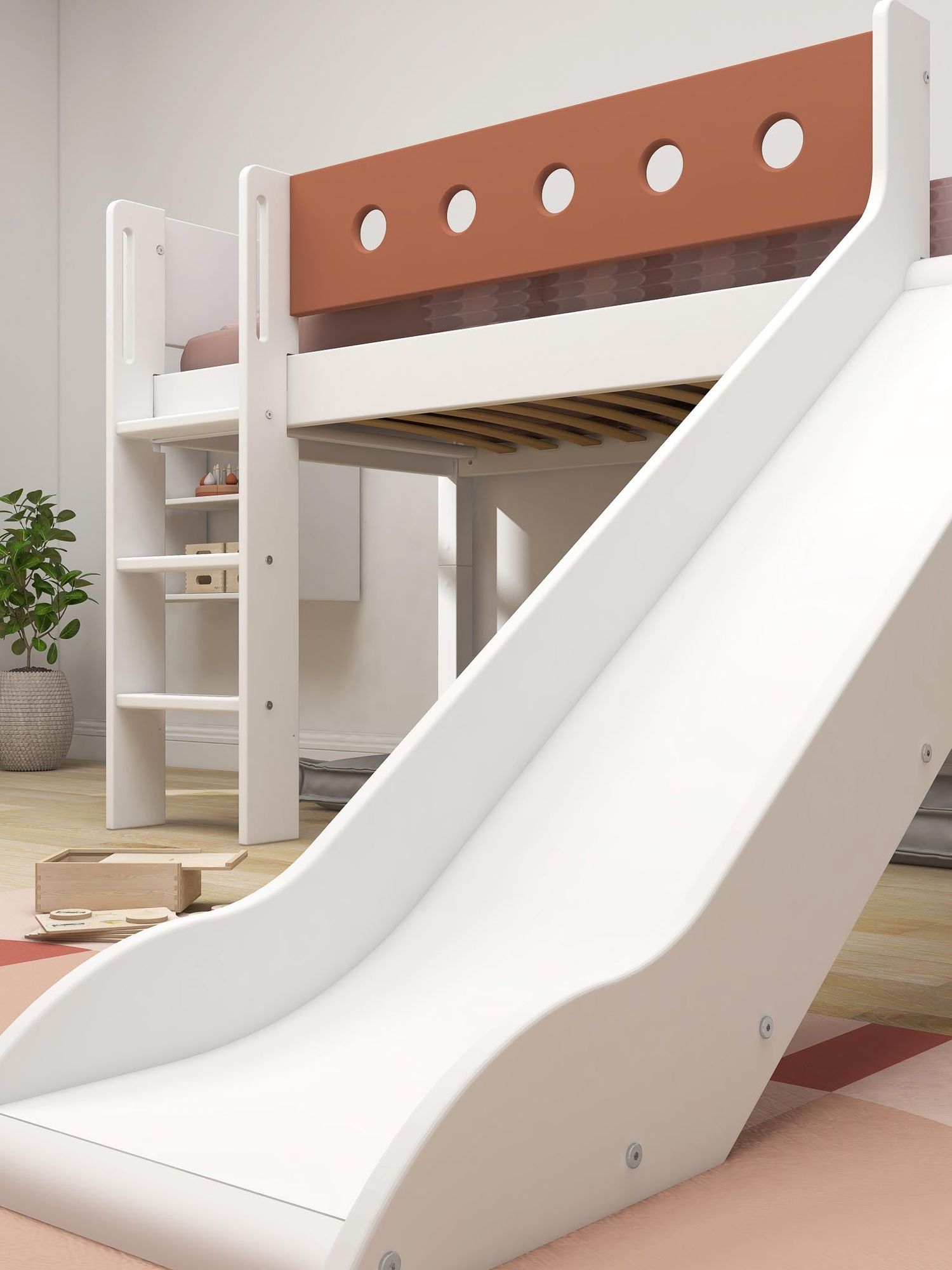 FLEXA Mid-high bed w. straight ladder and slide