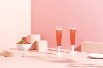 Bodum Oktett Champagne -briller med plastbase 2 stk., Strawberry