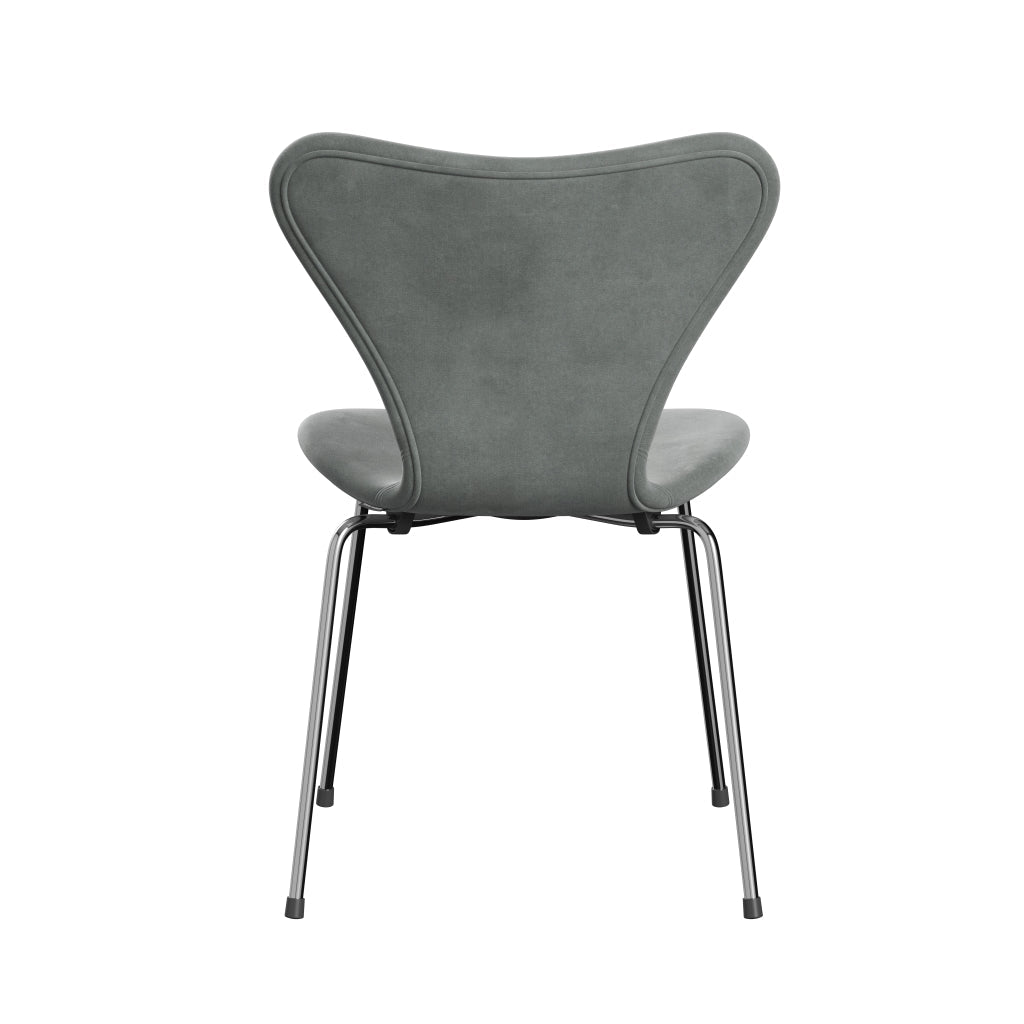 Fritz Hansen 3107 Chair Full Upholstery, Chrome/Belfast Velvet Seal Grey