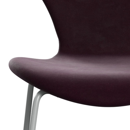 Fritz Hansen 3107 Chair Full Upholstery, Nine Grey/Belfast Velvet Dark Plum
