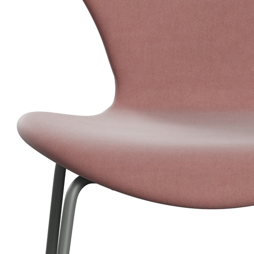 Fritz Hansen 3107 Chair Full Upholstery, Silver Grey/Belfast Velvet Misty Rose