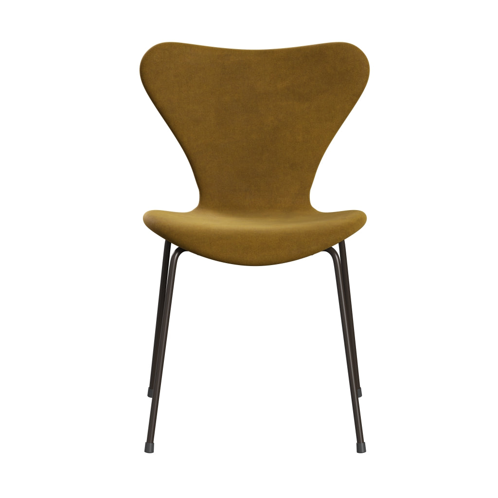 Fritz Hansen 3107 Chair Full Upholstery, Brown Bronze/Belfast Velvet Soft Ochre