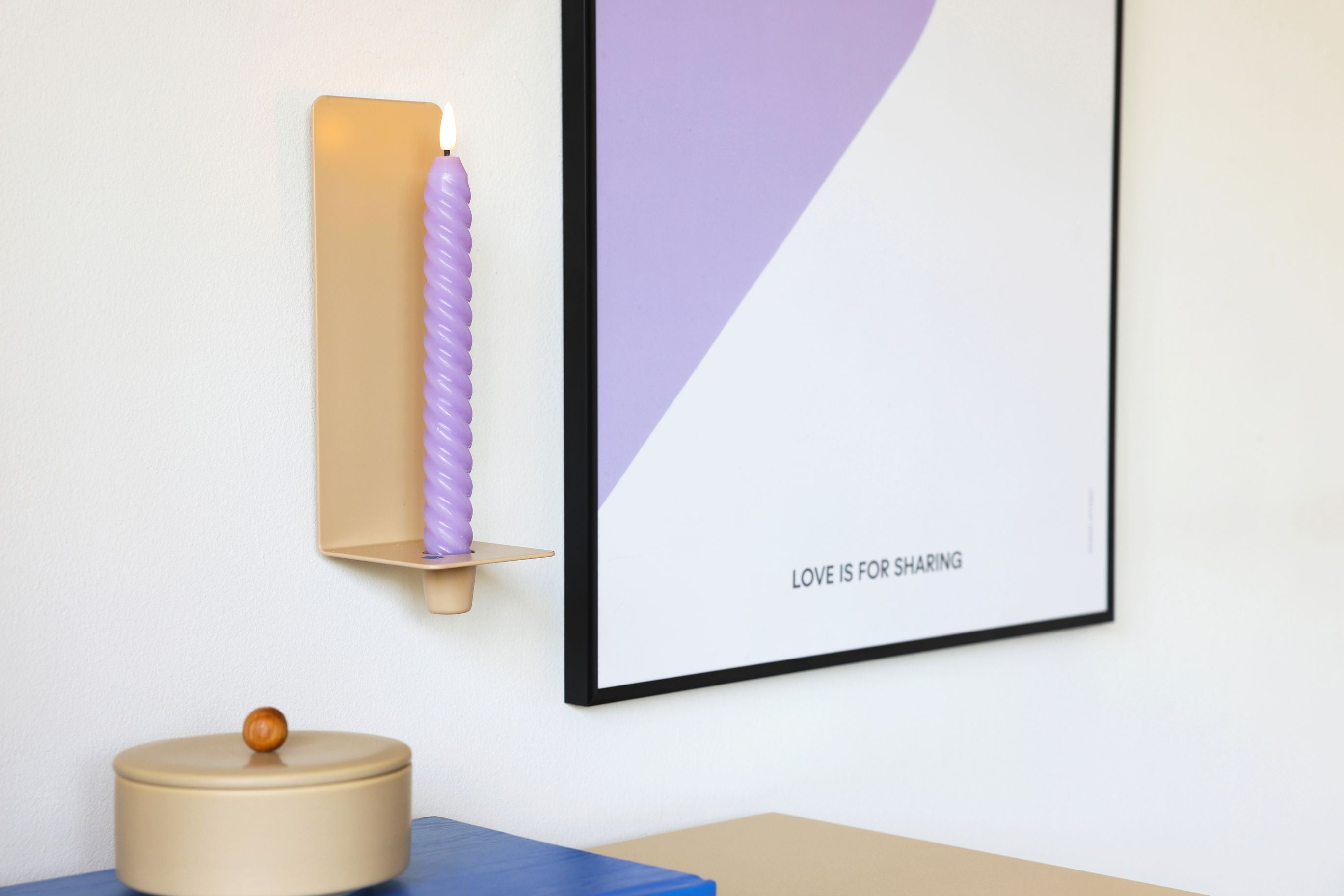 Designbogstaver Hyggeligt for evigt LED -stearinlys (sæt med 2 stk), Lilac