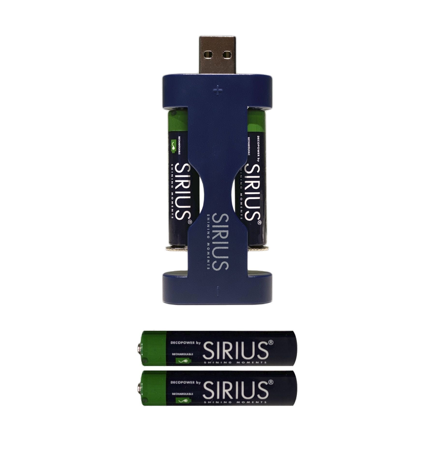 Sirius Decopower USB Charger inkl. 4xaaa genopladelige batterier