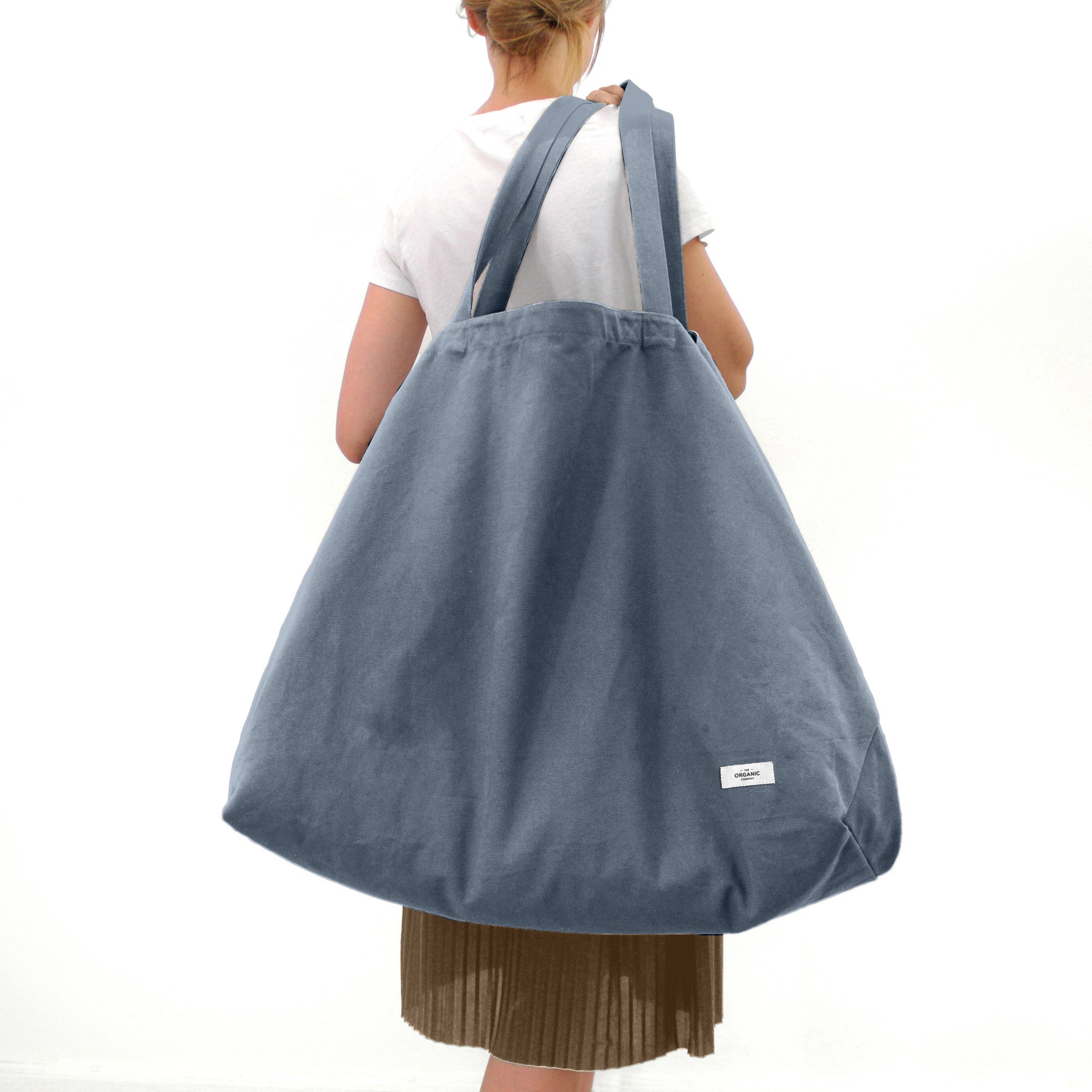 Det organiske firma store lange taske, grå blå