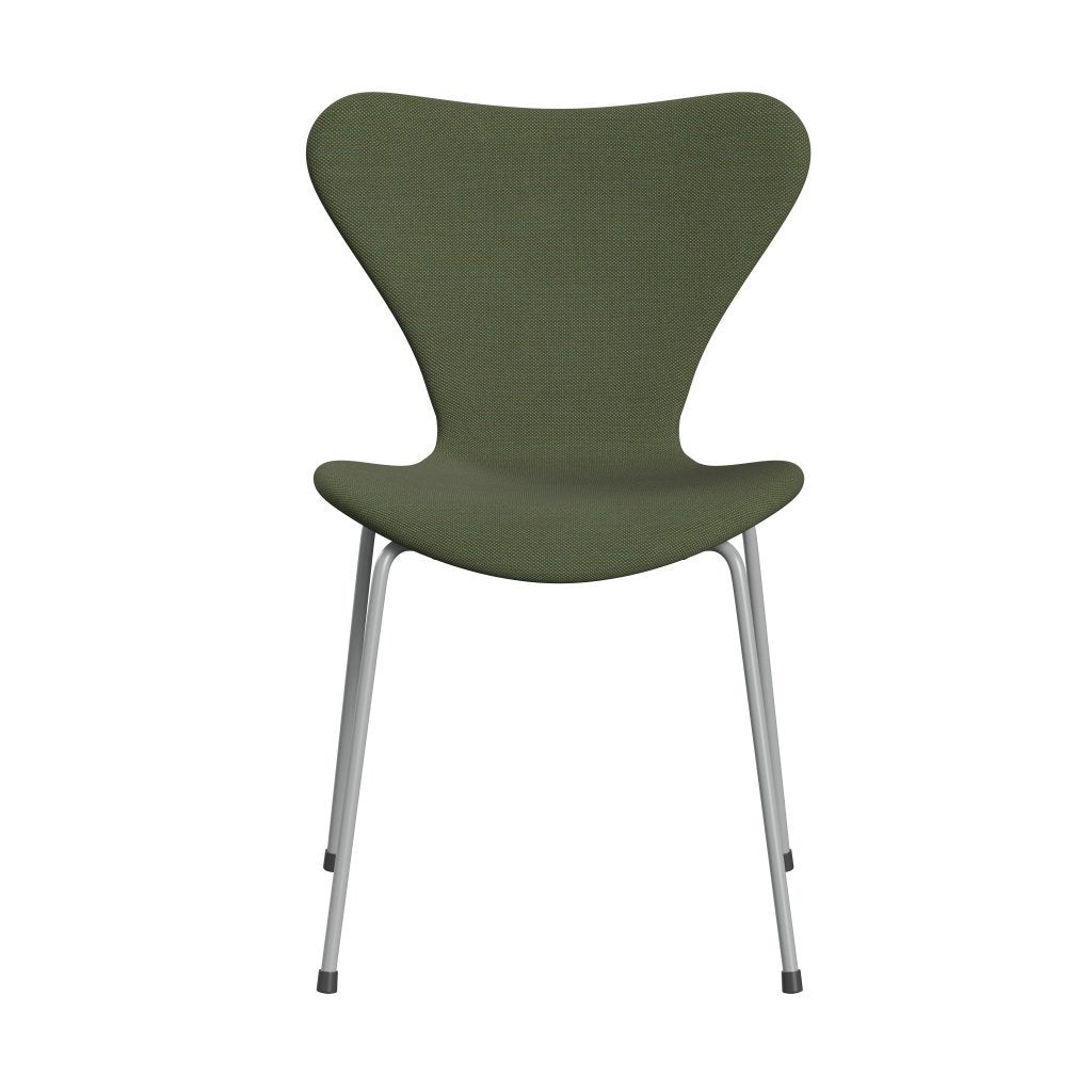 Fritz Hansen 3107 stol helt vadderad, nio grå/stålcuttrio dammad grön (STR946)