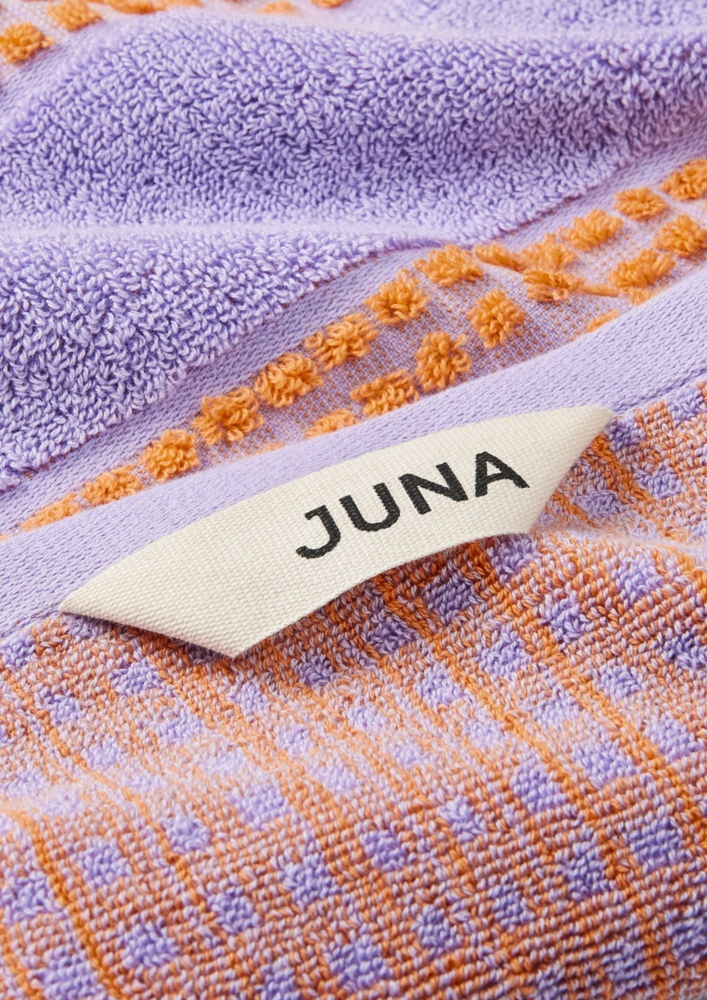 JUNA Kontrollera handduken 50x100 cm, lavendel/persika