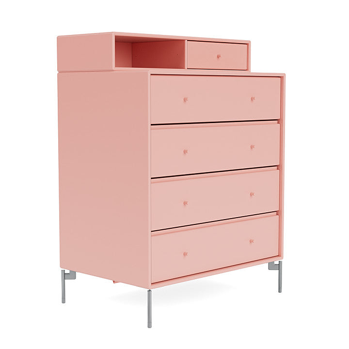 Montana Keep Chest Of Drawers With Legs, Ruby/Matt Chrome