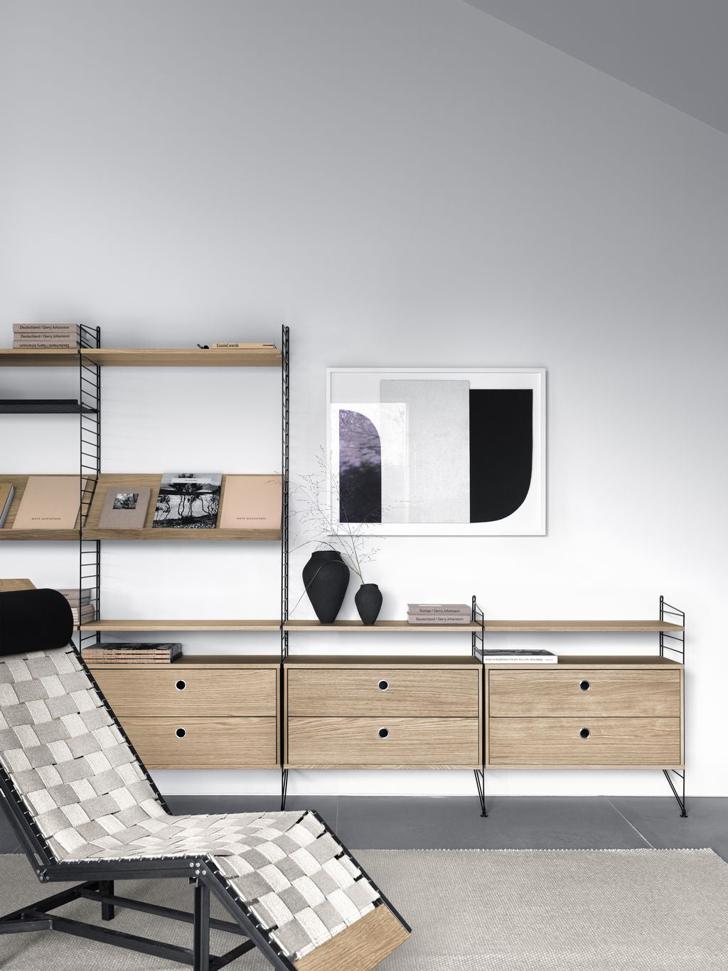 String Furniture Strängsystem golvpanel 30x85 cm svart, 2 st.